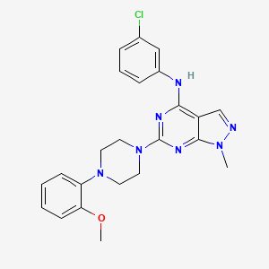 molecular formula C23H24ClN7O B2628568 N-(3-chlorophenyl)-6-[4-(2-methoxyphenyl)piperazin-1-yl]-1-methyl-1H-pyrazolo[3,4-d]pyrimidin-4-amine CAS No. 878064-58-5