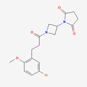 molecular formula C17H19BrN2O4 B2628570 1-(1-(3-(5-溴-2-甲氧基苯基)丙酰)氮杂环丁-3-基)吡咯烷-2,5-二酮 CAS No. 2034423-57-7