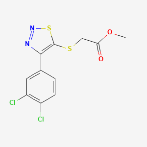 molecular formula C11H8Cl2N2O2S2 B2628573 Methyl 2-{[4-(3,4-dichlorophenyl)-1,2,3-thiadiazol-5-yl]sulfanyl}acetate CAS No. 400082-17-9