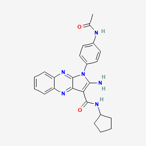 molecular formula C24H24N6O2 B2628576 1-(4-acetamidophenyl)-2-amino-N-cyclopentyl-1H-pyrrolo[2,3-b]quinoxaline-3-carboxamide CAS No. 799838-17-8
