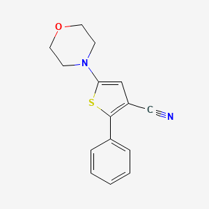 molecular formula C15H14N2OS B2628590 5-吗啉-4-基-2-苯硫代吩-3-腈 CAS No. 1621375-52-7