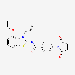 molecular formula C23H21N3O4S B2628596 (Z)-N-(3-allyl-4-ethoxybenzo[d]thiazol-2(3H)-ylidene)-4-(2,5-dioxopyrrolidin-1-yl)benzamide CAS No. 1321969-67-8