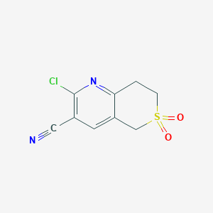 molecular formula C9H7ClN2O2S B2628599 2-氯-6,6-二氧代-5H,7H,8H-6lambda6-硫代吡喃并[4,3-b]吡啶-3-腈 CAS No. 1247793-72-1