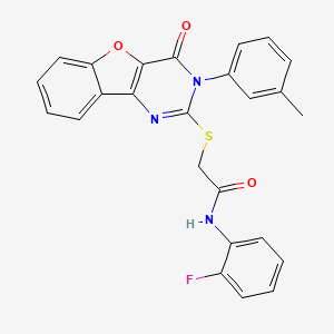 molecular formula C25H18FN3O3S B2628642 N-(2-fluorophenyl)-2-[[3-(3-methylphenyl)-4-oxo-[1]benzofuro[3,2-d]pyrimidin-2-yl]sulfanyl]acetamide CAS No. 872207-95-9