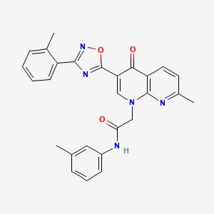molecular formula C27H23N5O3 B2628643 2-(7-methyl-4-oxo-3-(3-(o-tolyl)-1,2,4-oxadiazol-5-yl)-1,8-naphthyridin-1(4H)-yl)-N-(m-tolyl)acetamide CAS No. 1029727-74-9