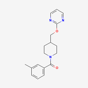B2628648 (3-Methylphenyl)-[4-(pyrimidin-2-yloxymethyl)piperidin-1-yl]methanone CAS No. 2379984-32-2