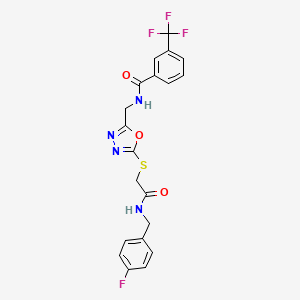 molecular formula C20H16F4N4O3S B2628671 N-((5-((2-((4-氟苄基)氨基)-2-氧代乙基)硫代)-1,3,4-恶二唑-2-基)甲基)-3-(三氟甲基)苯甲酰胺 CAS No. 904271-02-9