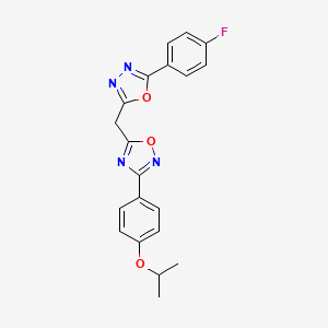 molecular formula C20H17FN4O3 B2628683 5-((5-(4-Fluorophenyl)-1,3,4-oxadiazol-2-yl)methyl)-3-(4-isopropoxyphenyl)-1,2,4-oxadiazole CAS No. 1251704-14-9