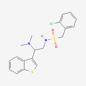 molecular formula C19H21ClN2O2S2 B2628684 N-(2-(benzo[b]thiophen-3-yl)-2-(dimethylamino)ethyl)-1-(2-chlorophenyl)methanesulfonamide CAS No. 2034391-44-9