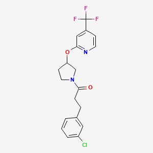 molecular formula C19H18ClF3N2O2 B2628687 3-(3-Chlorophenyl)-1-(3-((4-(trifluoromethyl)pyridin-2-yl)oxy)pyrrolidin-1-yl)propan-1-one CAS No. 2034500-38-2