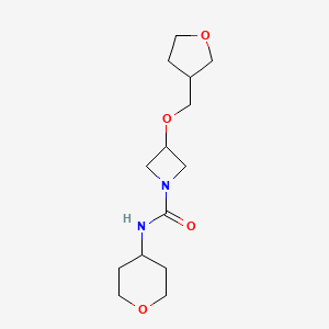 molecular formula C14H24N2O4 B2628693 N-(tetrahydro-2H-pyran-4-yl)-3-((tetrahydrofuran-3-yl)methoxy)azetidine-1-carboxamide CAS No. 2319802-97-4