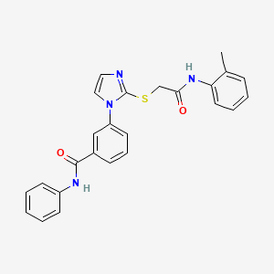 molecular formula C25H22N4O2S B2628694 3-(2-((2-oxo-2-(o-tolylamino)ethyl)thio)-1H-imidazol-1-yl)-N-phenylbenzamide CAS No. 1115371-76-0