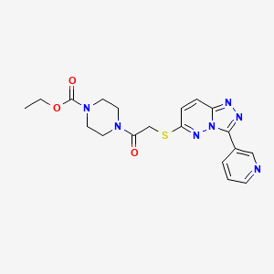 molecular formula C19H21N7O3S B2628702 Ethyl 4-(2-((3-(pyridin-3-yl)-[1,2,4]triazolo[4,3-b]pyridazin-6-yl)thio)acetyl)piperazine-1-carboxylate CAS No. 868968-39-2