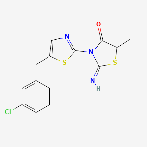 molecular formula C14H12ClN3OS2 B2628706 3-(5-(3-Chlorobenzyl)thiazol-2-yl)-2-imino-5-methylthiazolidin-4-one CAS No. 882180-59-8