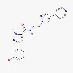 molecular formula C22H22N6O2 B2628709 3-(3-甲氧基苯基)-1-甲基-N-{2-[4-(吡啶-4-基)-1H-吡唑-1-基]乙基}-1H-吡唑-5-甲酰胺 CAS No. 2097872-05-2