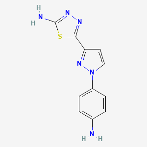molecular formula C11H10N6S B2628712 5-[1-(4-Aminophenyl)pyrazol-3-yl]-1,3,4-thiadiazol-2-amine CAS No. 1946817-78-2