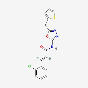 molecular formula C16H12ClN3O2S B2628715 (E)-3-(2-chlorophenyl)-N-(5-(thiophen-2-ylmethyl)-1,3,4-oxadiazol-2-yl)acrylamide CAS No. 1020977-47-2
