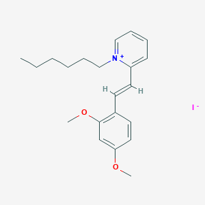 molecular formula C21H28INO2 B2628717 2-[(E)-2-(2,4-dimethoxyphenyl)ethenyl]-1-hexylpyridin-1-ium iodide CAS No. 1047974-83-3