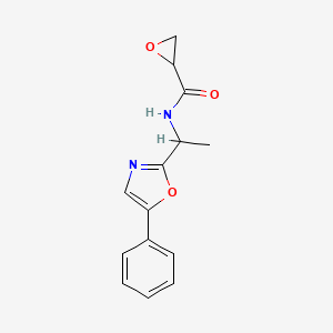 molecular formula C14H14N2O3 B2628736 N-[1-(5-Phenyl-1,3-oxazol-2-yl)ethyl]oxirane-2-carboxamide CAS No. 2418731-43-6