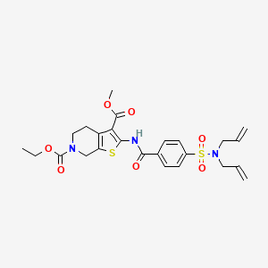 molecular formula C25H29N3O7S2 B2628741 6-ethyl 3-methyl 2-(4-(N,N-diallylsulfamoyl)benzamido)-4,5-dihydrothieno[2,3-c]pyridine-3,6(7H)-dicarboxylate CAS No. 449770-61-0