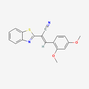 molecular formula C18H14N2O2S B2628745 (2E)-2-(1,3-benzothiazol-2-yl)-3-(2,4-dimethoxyphenyl)prop-2-enenitrile CAS No. 155838-47-4