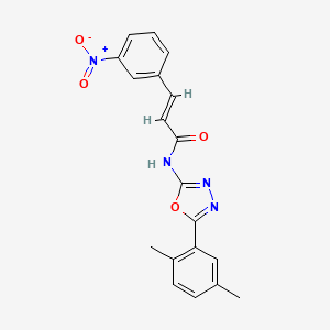 molecular formula C19H16N4O4 B2628748 (E)-N-(5-(2,5-dimethylphenyl)-1,3,4-oxadiazol-2-yl)-3-(3-nitrophenyl)acrylamide CAS No. 891118-77-7