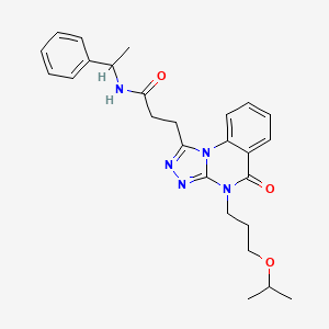 molecular formula C26H31N5O3 B2628750 3-(4-(3-异丙氧基丙基)-5-氧代-4,5-二氢-[1,2,4]三唑并[4,3-a]喹唑啉-1-基)-N-(1-苯乙基)丙酰胺 CAS No. 895648-26-7