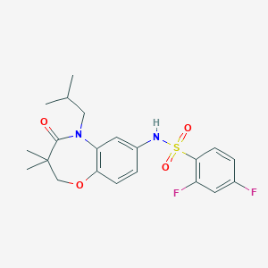 molecular formula C21H24F2N2O4S B2628751 2,4-二氟-N-(5-异丁基-3,3-二甲基-4-氧代-2,3,4,5-四氢苯并[b][1,4]恶二嗪-7-基)苯磺酰胺 CAS No. 921915-38-0