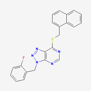 molecular formula C22H16FN5S B2628752 3-(2-fluorobenzyl)-7-((naphthalen-1-ylmethyl)thio)-3H-[1,2,3]triazolo[4,5-d]pyrimidine CAS No. 896678-27-6