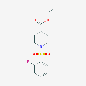 molecular formula C14H18FNO4S B262876 Ethyl 1-[(2-fluorophenyl)sulfonyl]-4-piperidinecarboxylate 