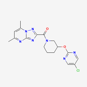 molecular formula C17H18ClN7O2 B2628760 (3-((5-Chloropyrimidin-2-yl)oxy)piperidin-1-yl)(5,7-dimethyl-[1,2,4]triazolo[1,5-a]pyrimidin-2-yl)methanone CAS No. 2034398-86-0