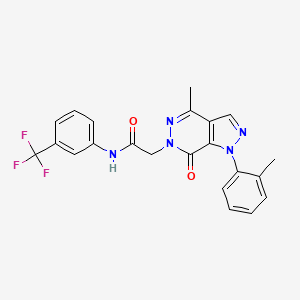 molecular formula C22H18F3N5O2 B2628768 2-(4-甲基-7-氧代-1-(邻甲苯基)-1H-吡唑并[3,4-d]嘧啶-6(7H)-基)-N-(3-(三氟甲基)苯基)乙酰胺 CAS No. 941915-35-1