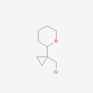 molecular formula C9H15BrO B2628771 2-[1-(溴甲基)环丙基]氧杂环 CAS No. 2138131-11-8