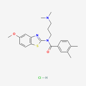 molecular formula C22H28ClN3O2S B2628777 盐酸N-(3-(二甲氨基)丙基)-N-(5-甲氧基苯并[d]噻唑-2-基)-3,4-二甲基苯甲酰胺 CAS No. 1321871-61-7