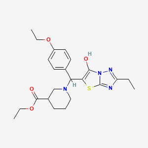 molecular formula C23H30N4O4S B2628784 1-((4-乙氧基苯基)(2-乙基-6-羟基噻唑并[3,2-b][1,2,4]三唑-5-基)甲基)哌啶-3-羧酸乙酯 CAS No. 898344-61-1