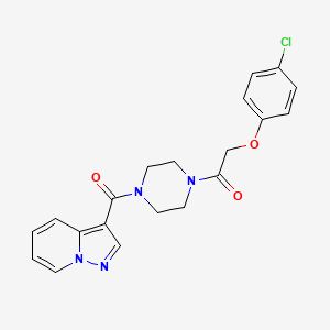molecular formula C20H19ClN4O3 B2628787 2-(4-氯苯氧基)-1-(4-(吡唑并[1,5-a]吡啶-3-羰基)哌嗪-1-基)乙酮 CAS No. 1396814-18-8