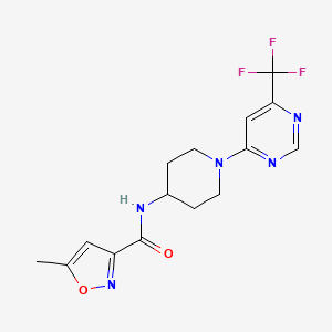 molecular formula C15H16F3N5O2 B2628795 5-甲基-N-(1-(6-(三氟甲基)嘧啶-4-基)哌啶-4-基)异恶唑-3-甲酰胺 CAS No. 2034412-70-7