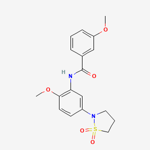 molecular formula C18H20N2O5S B2628796 N-(5-(1,1-dioxidoisothiazolidin-2-yl)-2-methoxyphenyl)-3-methoxybenzamide CAS No. 946339-13-5