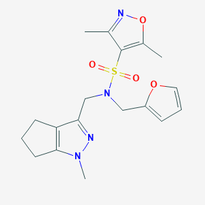 N-(furan-2-ylmethyl)-3,5-dimethyl-N-((1-methyl-1,4,5,6-tetrahydrocyclopenta[c]pyrazol-3-yl)methyl)isoxazole-4-sulfonamide