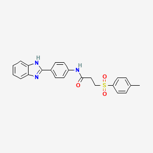 molecular formula C23H21N3O3S B2628845 N-(4-(1H-benzo[d]imidazol-2-yl)phenyl)-3-tosylpropanamide CAS No. 895446-88-5