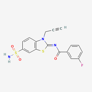 molecular formula C17H12FN3O3S2 B2628851 3-fluoro-N-(3-prop-2-ynyl-6-sulfamoyl-1,3-benzothiazol-2-ylidene)benzamide CAS No. 865181-90-4