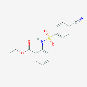 molecular formula C16H14N2O4S B262886 Ethyl 2-[(4-cyanophenyl)sulfonylamino]benzoate 