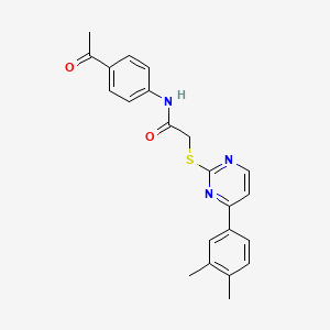 molecular formula C22H21N3O2S B2628868 N-(4-乙酰基苯基)-2-{[4-(3,4-二甲基苯基)嘧啶-2-基]硫代}乙酰胺 CAS No. 1019153-36-6