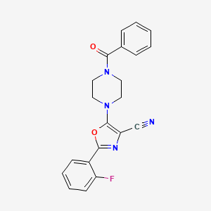molecular formula C21H17FN4O2 B2628877 5-(4-苯甲酰哌嗪-1-基)-2-(2-氟苯基)-1,3-恶唑-4-腈 CAS No. 915878-08-9