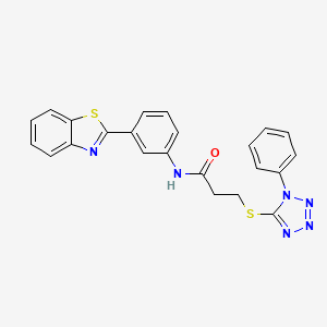 molecular formula C23H18N6OS2 B2628880 N-[3-(1,3-苯并噻唑-2-基)苯基]-3-[(1-苯基-1H-1,2,3,4-四唑-5-基)硫代]丙酰胺 CAS No. 690645-04-6