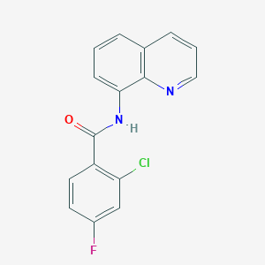 molecular formula C16H10ClFN2O B262889 2-chloro-4-fluoro-N-(quinolin-8-yl)benzamide 