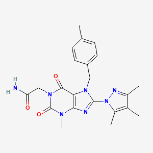 2-{3-Methyl-7-[(4-methylphenyl)methyl]-2,6-dioxo-8-(3,4,5-trimethylpyrazolyl)-1,3,7-trihydropurinyl}acetamide
