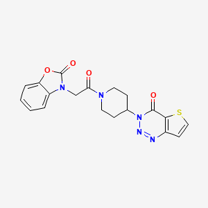 molecular formula C19H17N5O4S B2628893 3-(2-oxo-2-(4-(4-oxothieno[3,2-d][1,2,3]triazin-3(4H)-yl)piperidin-1-yl)ethyl)benzo[d]oxazol-2(3H)-one CAS No. 2034532-20-0