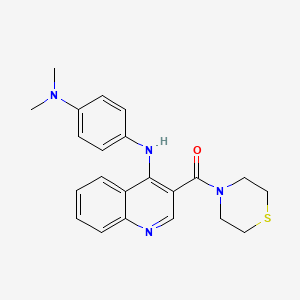 molecular formula C22H24N4OS B2628897 (4-((4-(Dimethylamino)phenyl)amino)quinolin-3-yl)(thiomorpholino)methanone CAS No. 1358236-34-6
