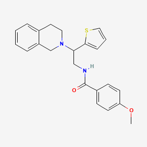 molecular formula C23H24N2O2S B2628904 N-(2-(3,4-dihydroisoquinolin-2(1H)-yl)-2-(thiophen-2-yl)ethyl)-4-methoxybenzamide CAS No. 898424-47-0